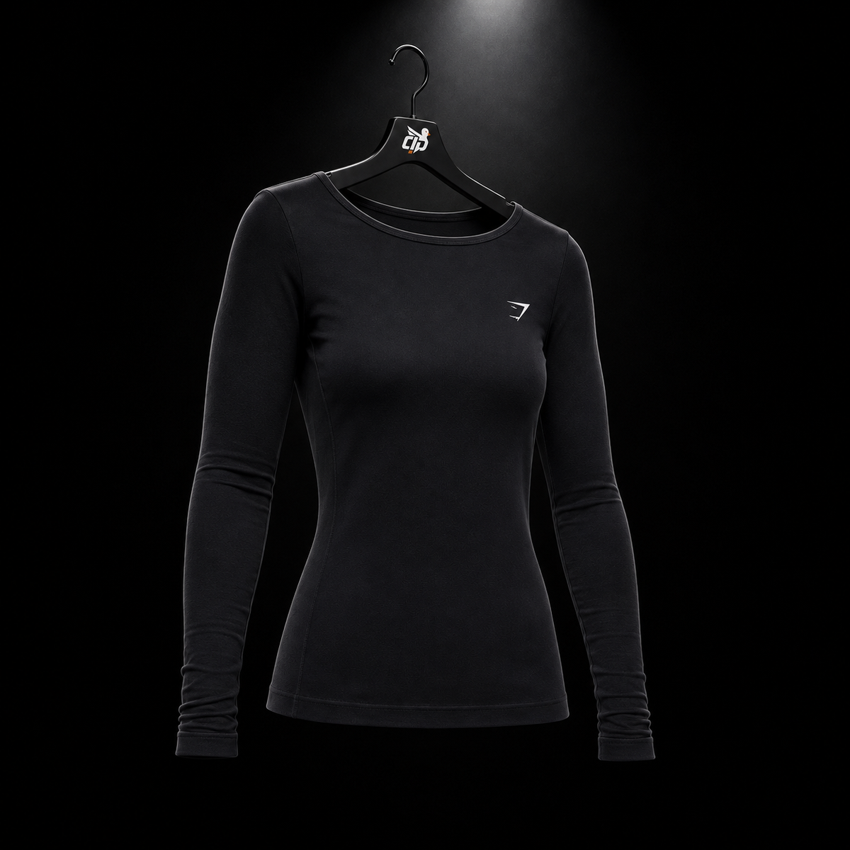 Gymshark Everyday Seamless Wide Neck Long Sleeve Top Black, vista completa — Crazy!Duck Hype