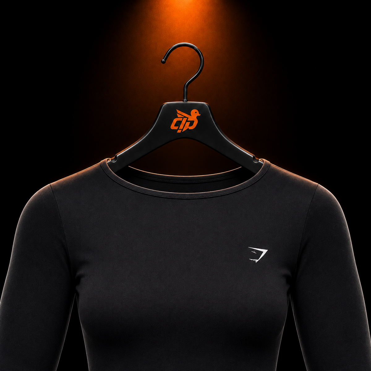 Gymshark Everyday Seamless Wide Neck Long Sleeve Top Black con presentación de producto — Crazy!Duck Hype