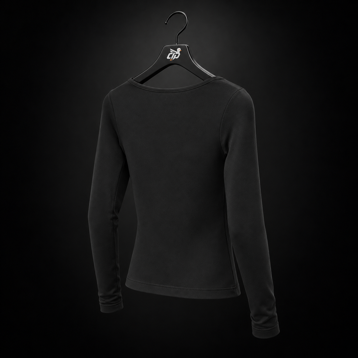 Gymshark Everyday Seamless Wide Neck Long Sleeve Top Black, vista trasera — Crazy!Duck Hype