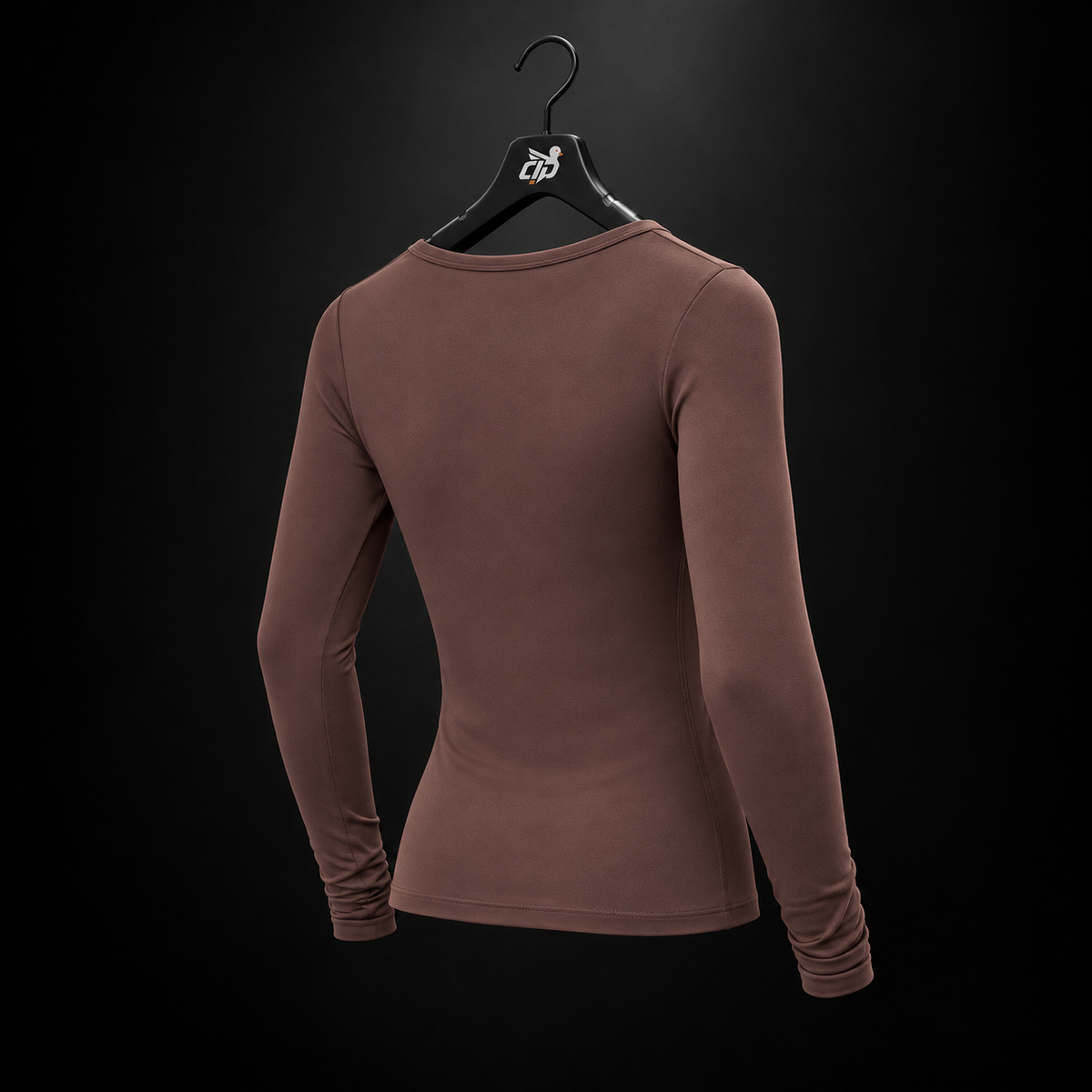 Gymshark Everyday Seamless Wide Neck Long Sleeve Top Espresso Brown, vista trasera — Crazy!Duck Hype
