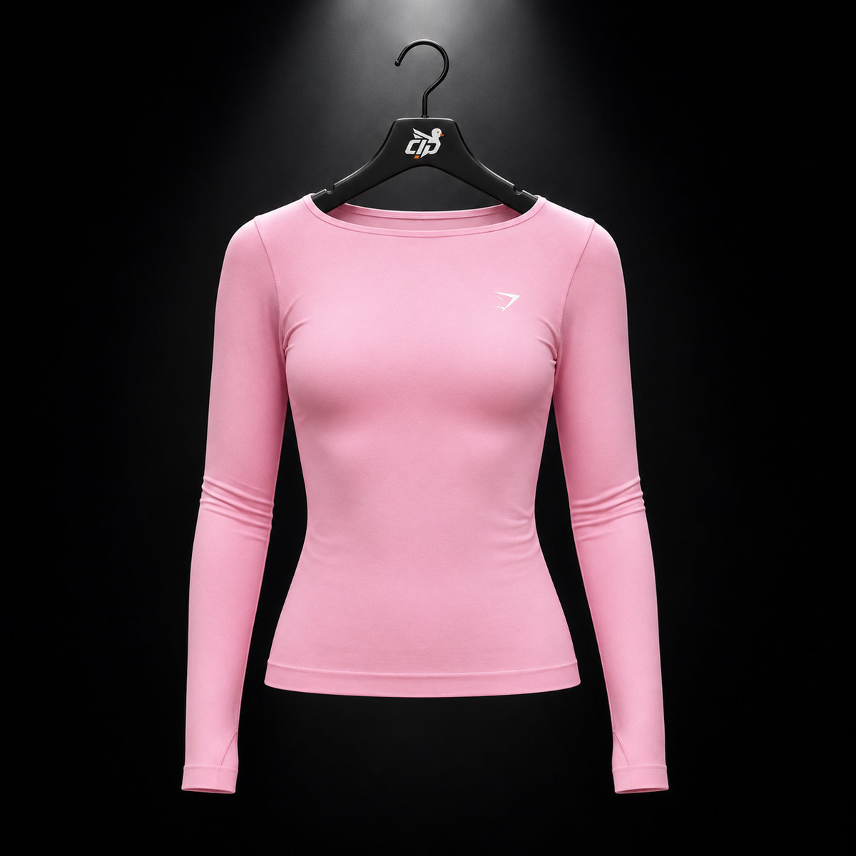 Gymshark Everyday Seamless Wide Neck Long Sleeve Top Poise Pink, vista frontal — Crazy!Duck Hype