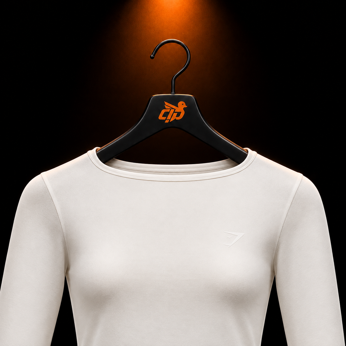 Gymshark Everyday Seamless Wide Neck Long Sleeve Top Soft White con presentación de producto — Crazy!Duck Hype