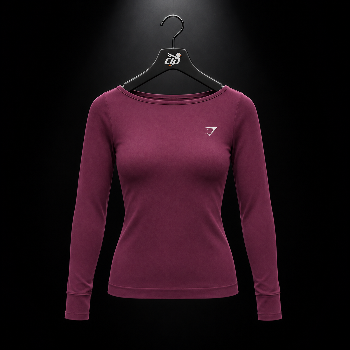 Gymshark Everyday Seamless Wide Neck Long Sleeve Top Strength Pink, vista frontal — Crazy!Duck Hype