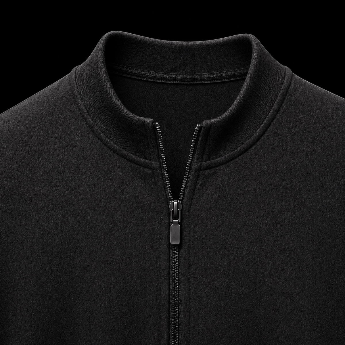 Gymshark Everyday Seamless Zip Tracktop Black, detalle de cierre y cuello — Crazy!Duck Hype