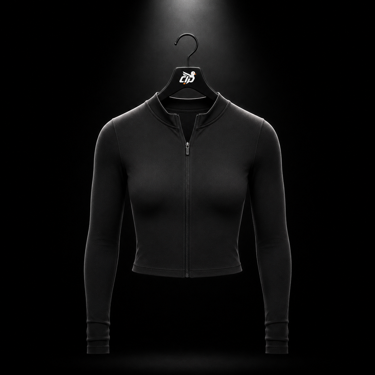 Gymshark Everyday Seamless Zip Tracktop Black, vista frontal — Crazy!Duck Hype