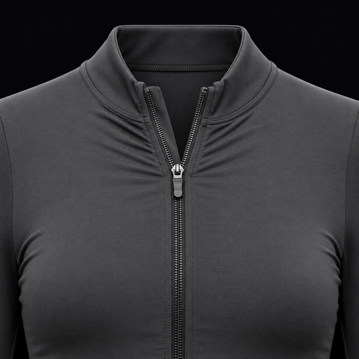 Gymshark Everyday Seamless Zip Tracktop Onyx Grey, detalle de cierre y diseño — Crazy!Duck Hype