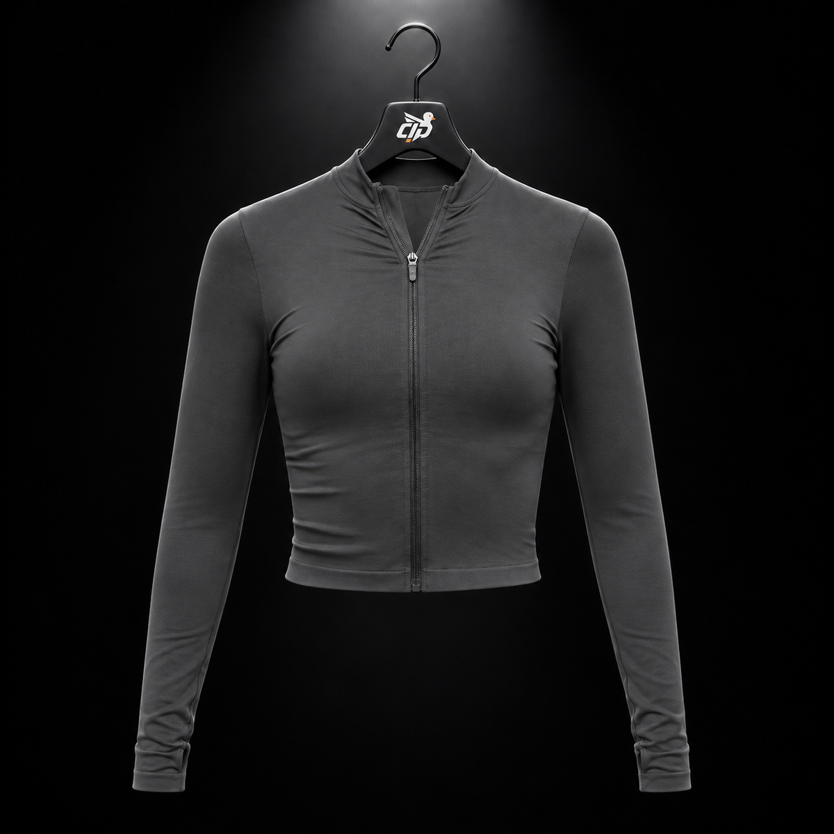 Gymshark Everyday Seamless Zip Tracktop Onyx Grey, vista frontal — Crazy!Duck Hype