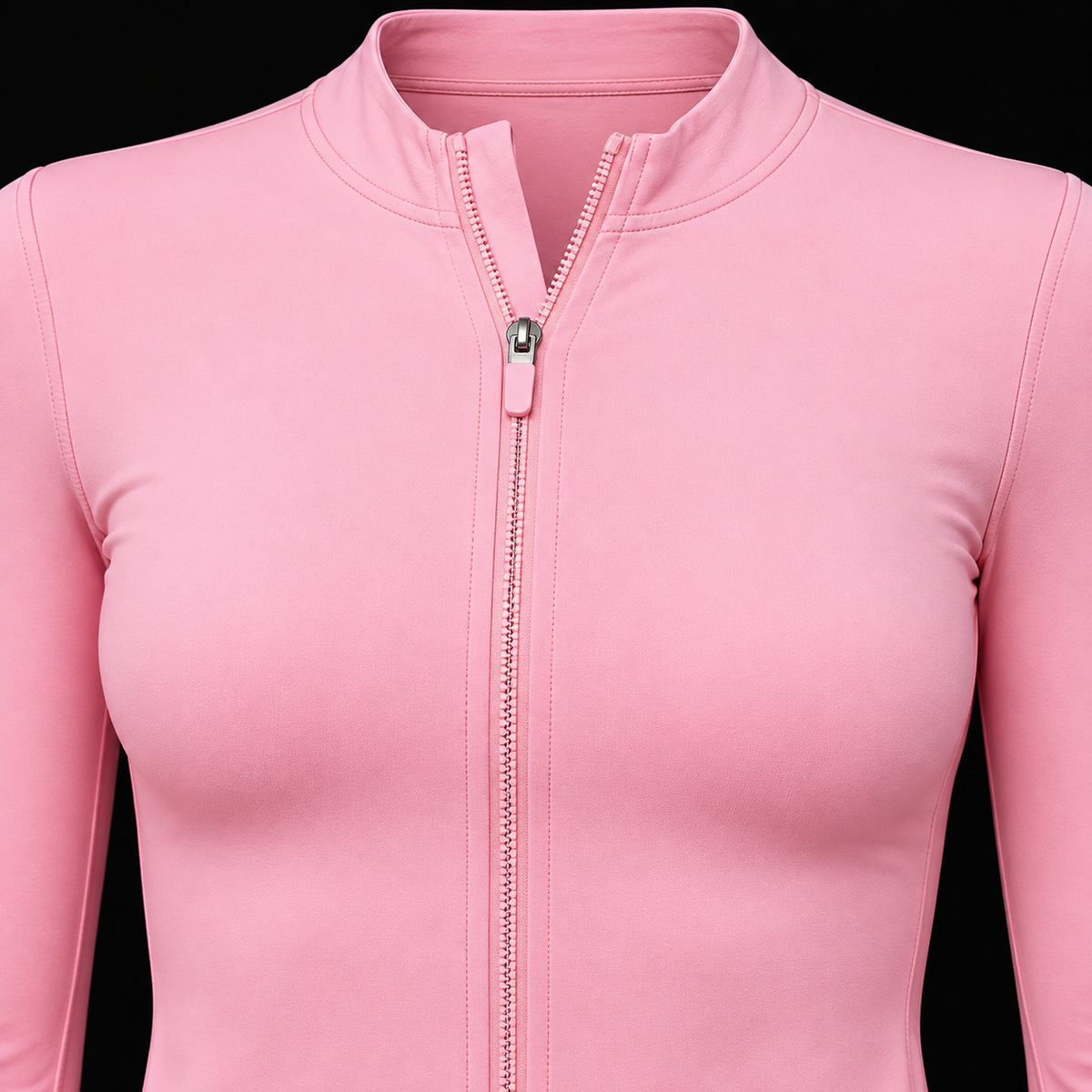 Gymshark Everyday Seamless Zip Tracktop Poise Pink, detalle de cierre y diseño — Crazy!Duck Hype