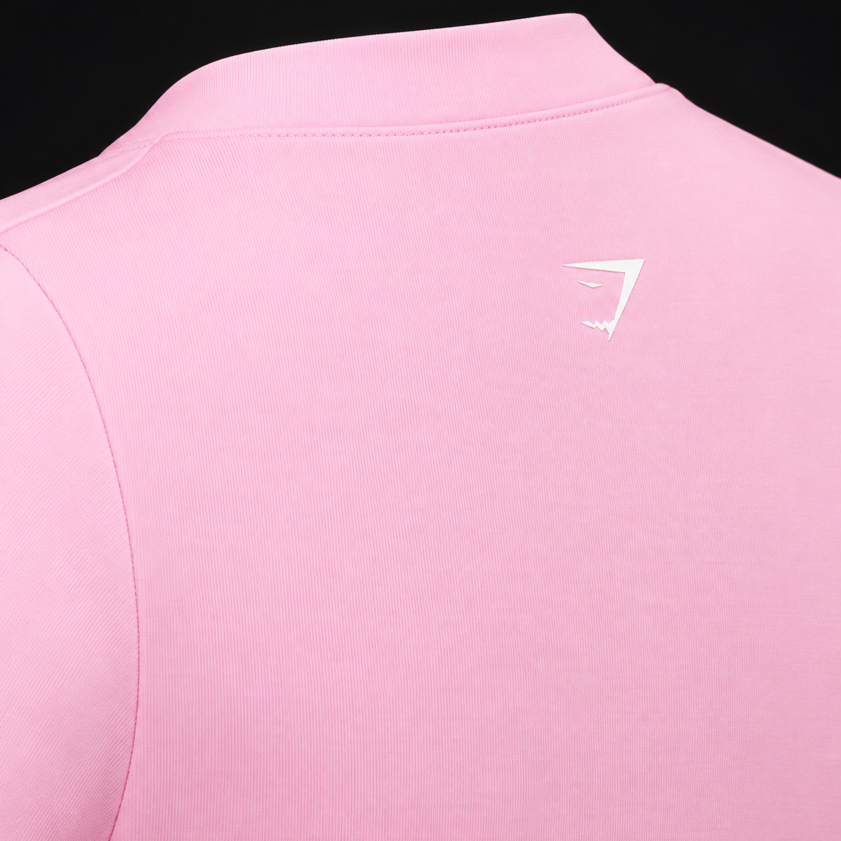 Gymshark Everyday Seamless Zip Tracktop Poise Pink, detalle de logo y material — Crazy!Duck Hype