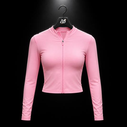 Gymshark Everyday Seamless Zip Tracktop Poise Pink, vista frontal — Crazy!Duck Hype