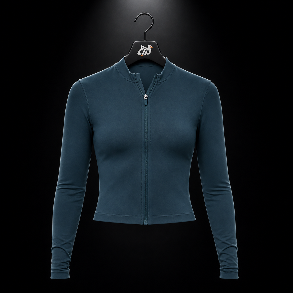 Gymshark Everyday Seamless Zip Tracktop Stealth Blue, vista frontal — Crazy!Duck Hype
