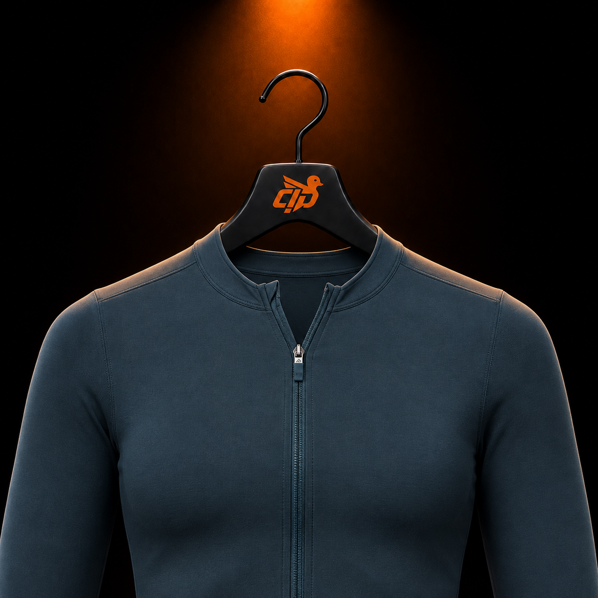 Gymshark Everyday Seamless Zip Tracktop Stealth Blue con presentación de producto — Crazy!Duck Hype
