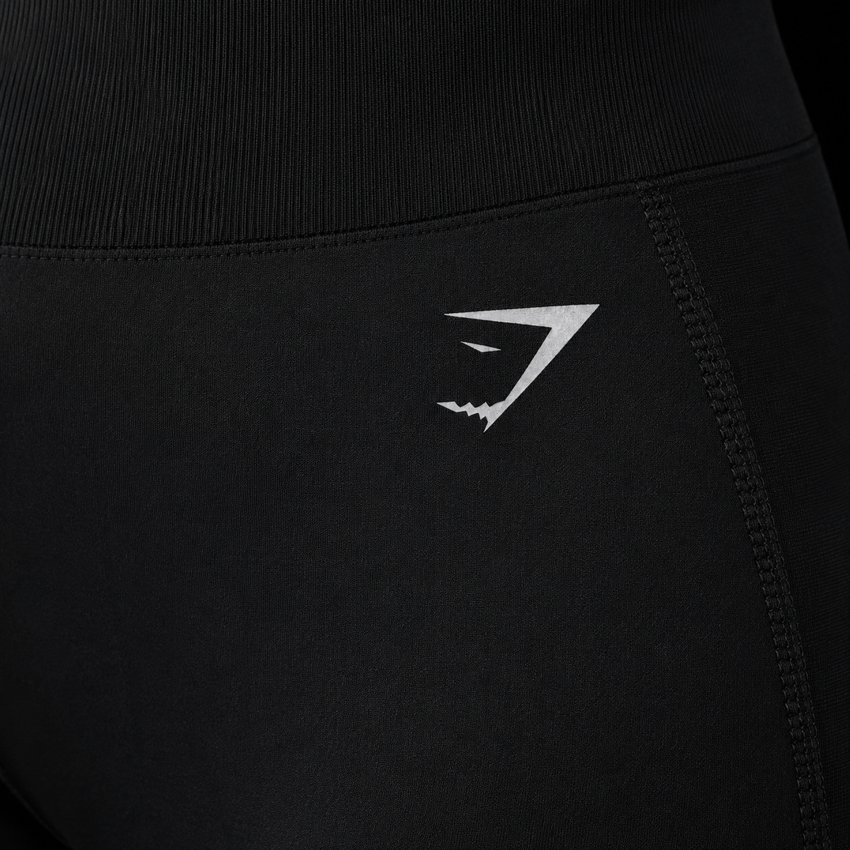 Gymshark Flex High Waisted Leggings Black, detalle de logo y material — Crazy!Duck Hype