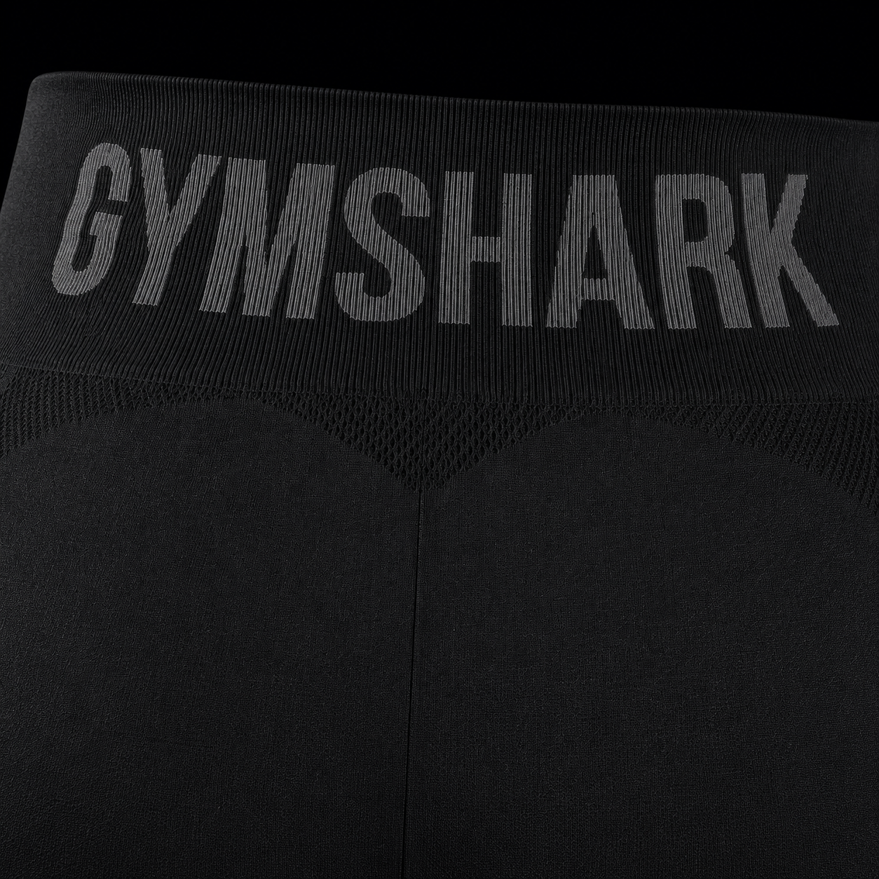 Gymshark Flex High Waisted Leggings Black, detalle de pretina y branding — Crazy!Duck Hype