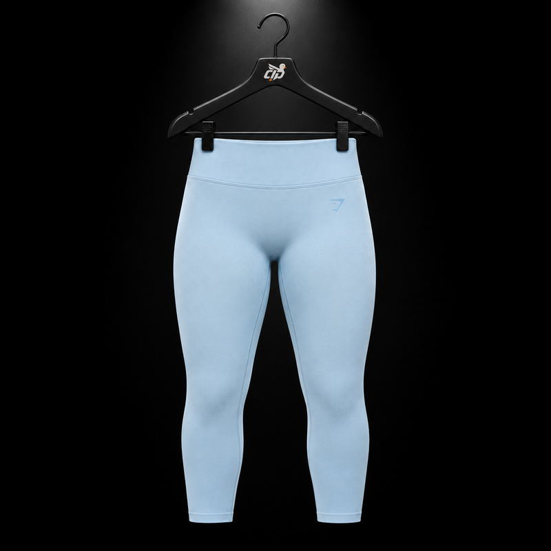 Gymshark Lift Seamless 2.0 Mid-Rise Leggings Chilled Blue, vista frontal — Crazy!Duck Hype