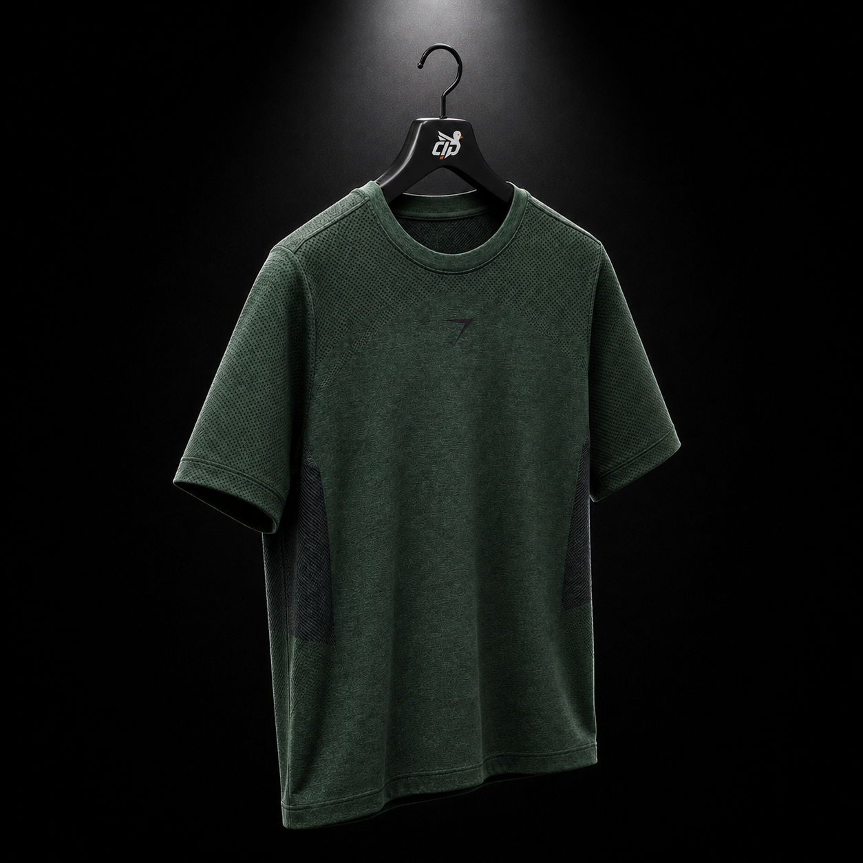 Gymshark Lightweight Seamless T-Shirt Victory Green Marl, vista completa — Crazy!Duck Hype