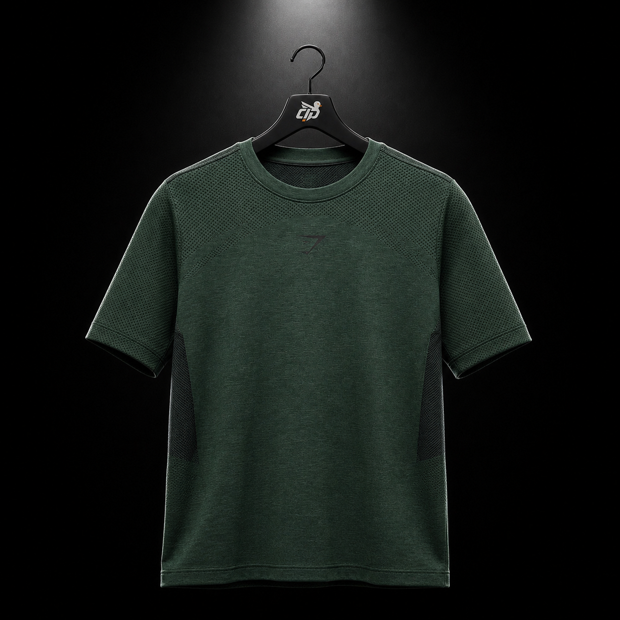 Gymshark Lightweight Seamless T-Shirt Victory Green Marl, vista frontal — Crazy!Duck Hype