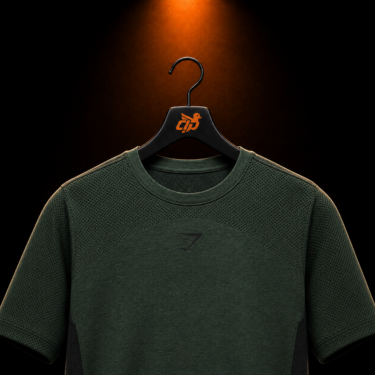 Gymshark Lightweight Seamless T-Shirt Victory Green Marl con presentación de producto — Crazy!Duck Hype