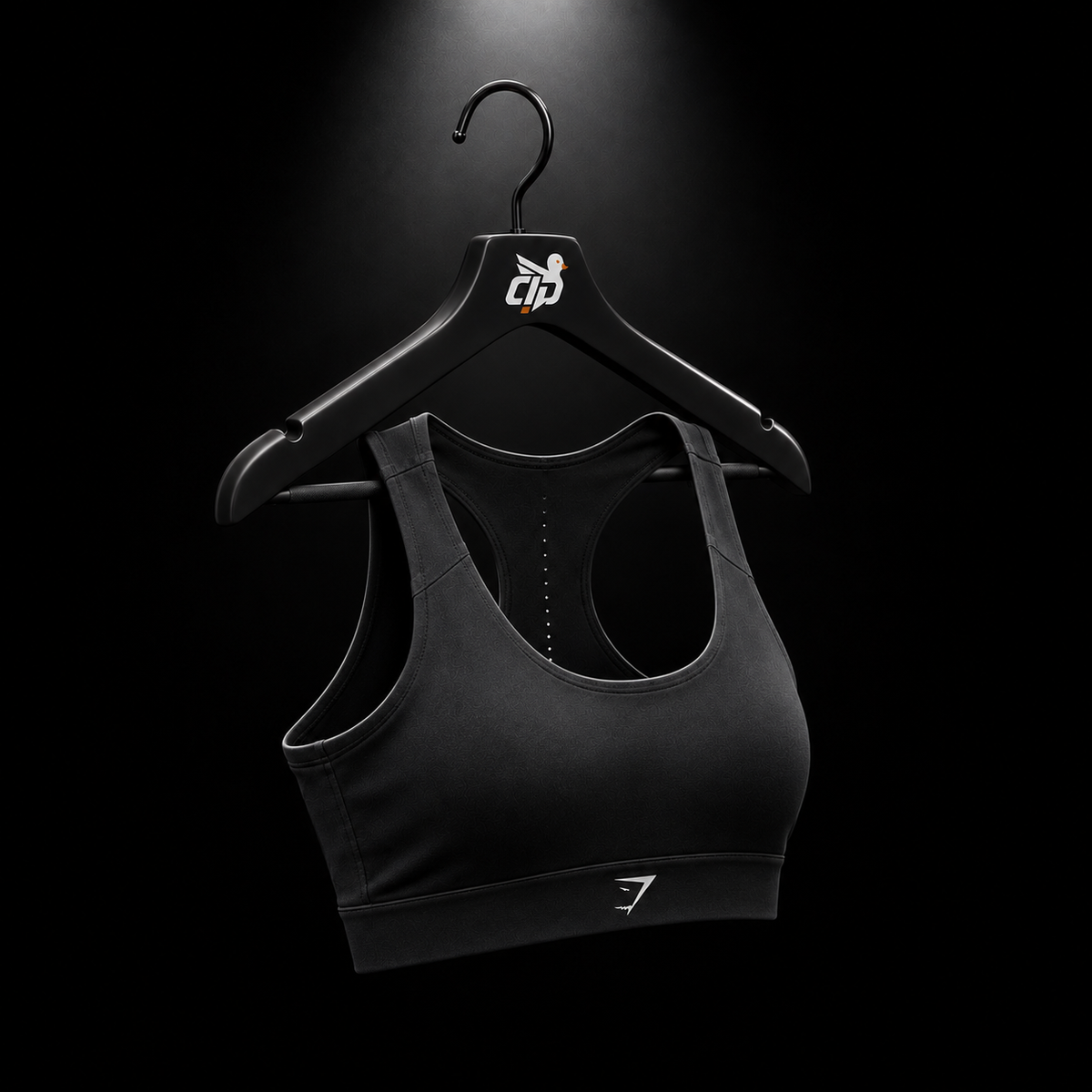 Gymshark Medium Support Running Sports Bra GS Black, vista completa — Crazy!Duck Hype