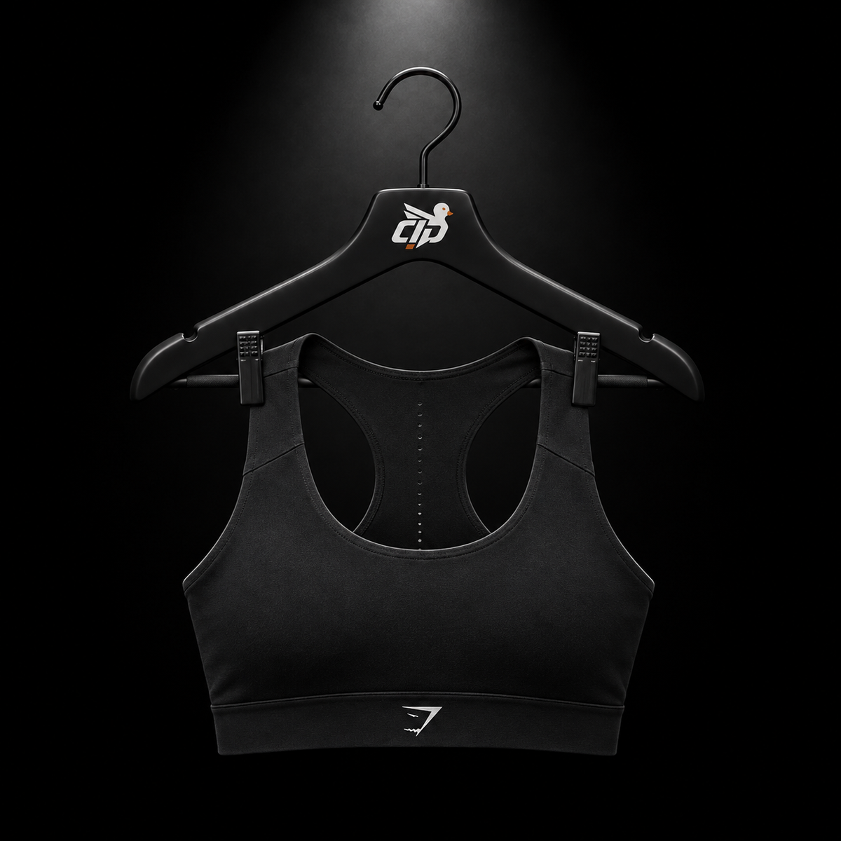 Gymshark Medium Support Running Sports Bra GS Black, vista frontal — Crazy!Duck Hype