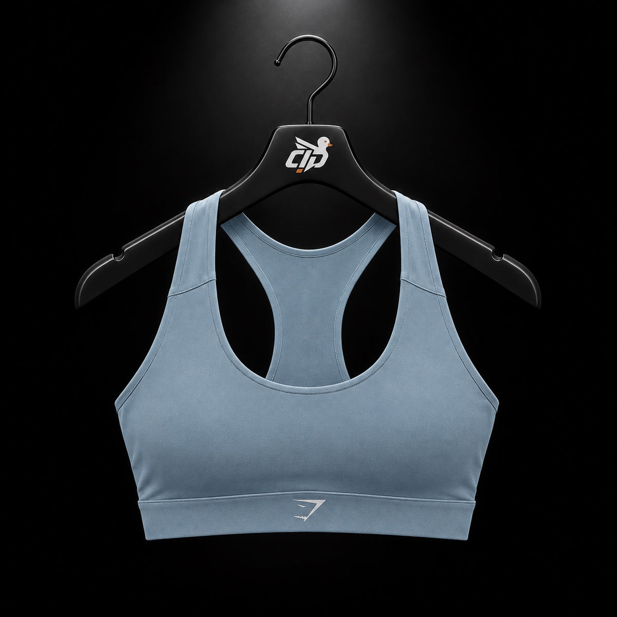 Gymshark Medium Support Running Sports Bra Iron Blue, vista frontal — Crazy!Duck Hype
