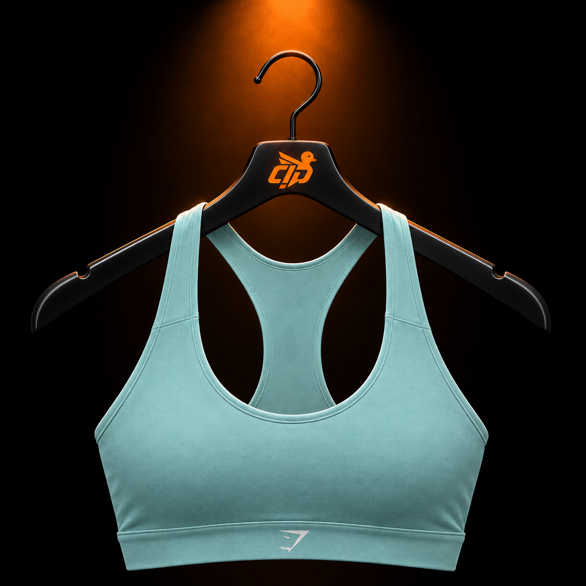Gymshark Medium Support Running Sports Bra Storm Blue con presentación de producto — Crazy!Duck Hype