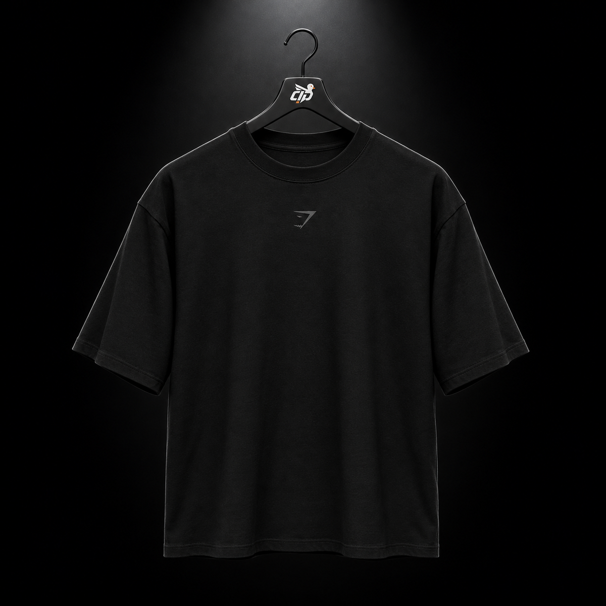Gymshark Power T-Shirt Black/Asphalt Grey, vista frontal — Crazy!Duck Hype