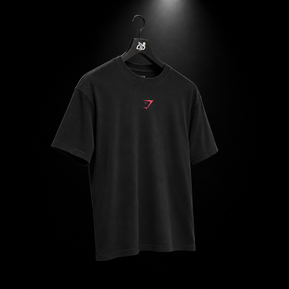 Gymshark Power T-Shirt Black/Conditioning Red, vista completa — Crazy!Duck Hype