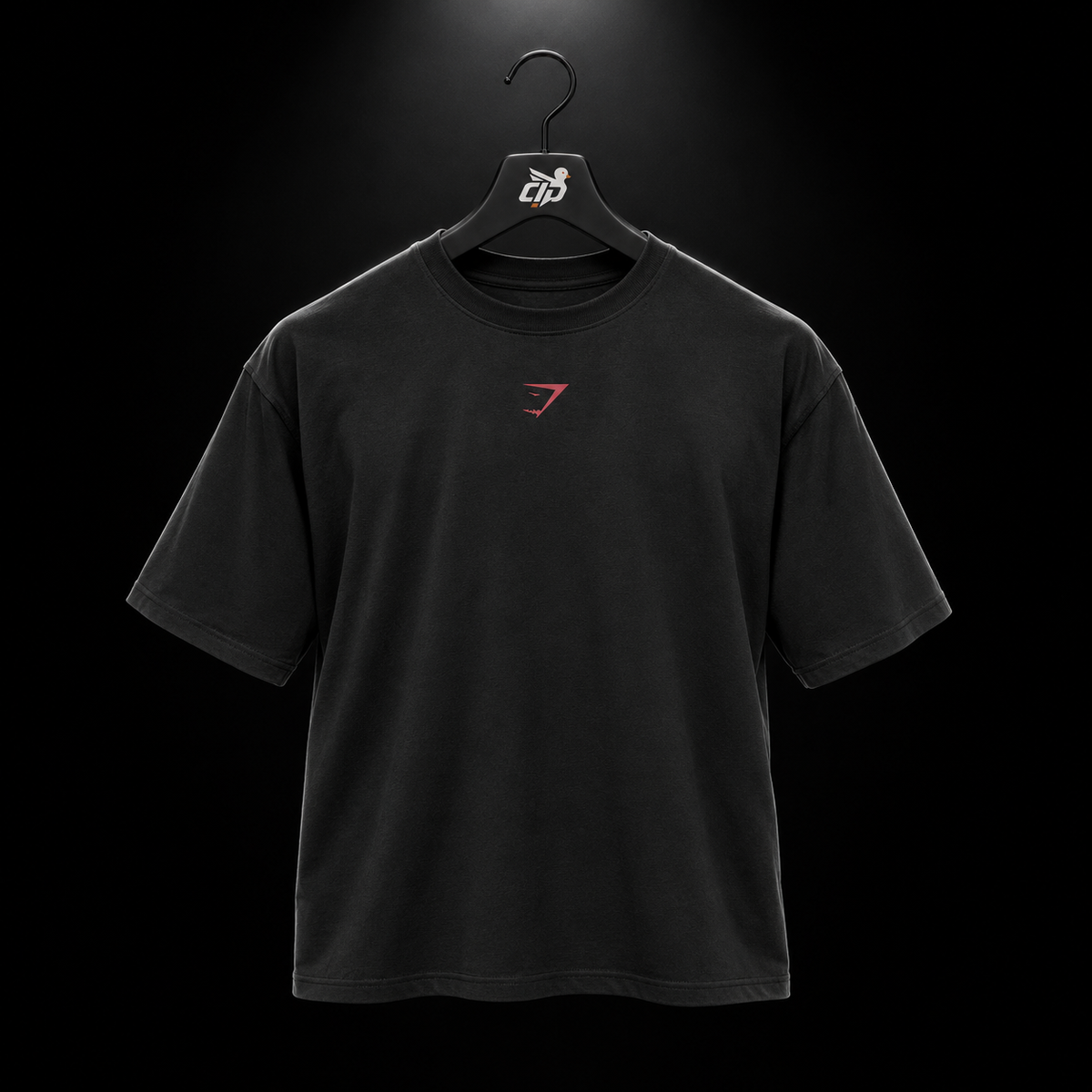 Gymshark Power T-Shirt Black/Conditioning Red, vista frontal — Crazy!Duck Hype