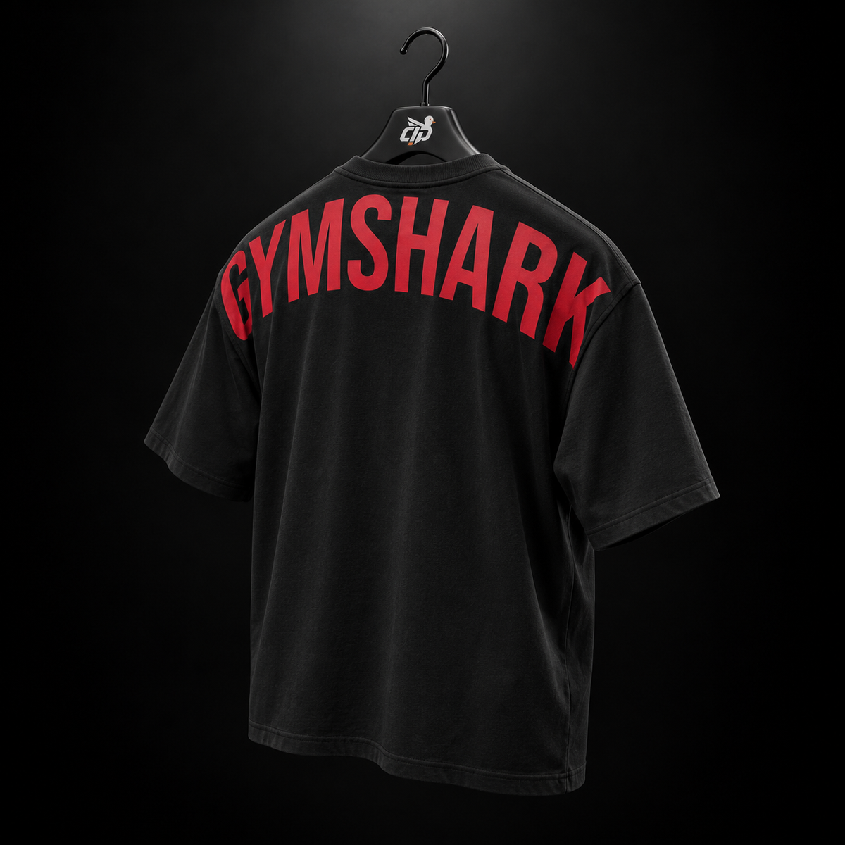 Gymshark Power T-Shirt Black/Conditioning Red, vista trasera — Crazy!Duck Hype