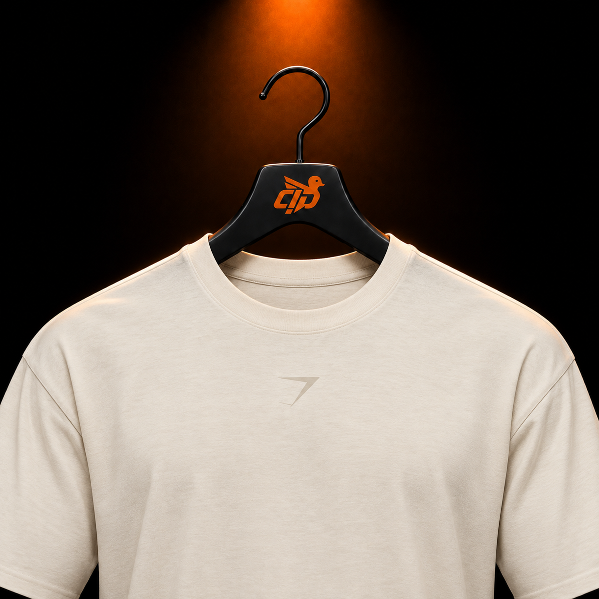 Gymshark Power T-Shirt Bros Chalk Marl con presentación de producto — Crazy!Duck Hype