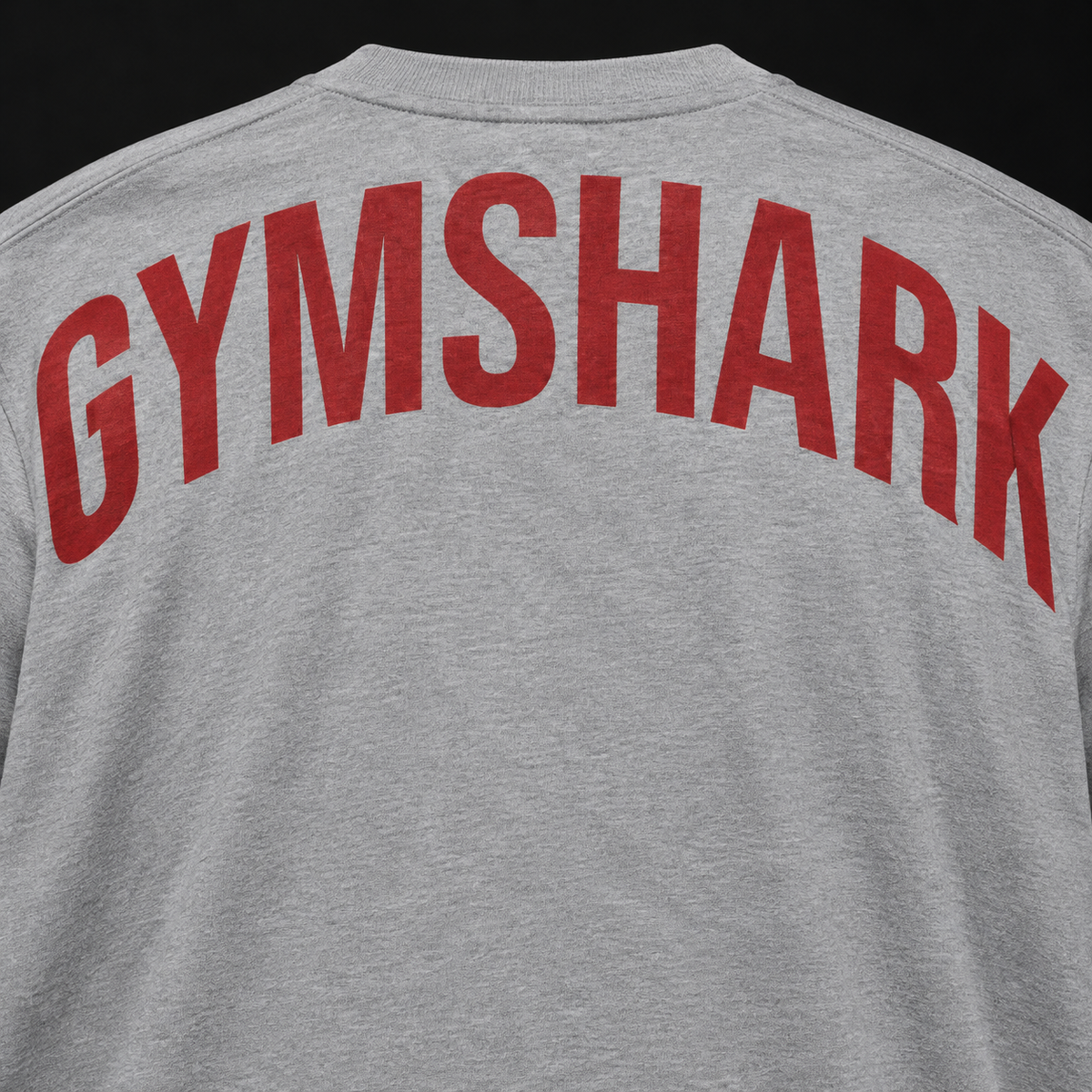 Gymshark Power T-Shirt Charcoal Core Marl/Sets Red, detalle de estampado y diseño — Crazy!Duck Hype