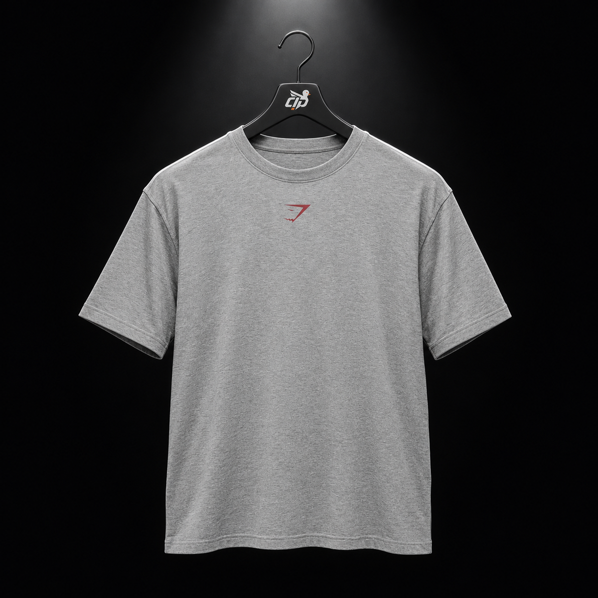 Gymshark Power T-Shirt Charcoal Core Marl/Sets Red, vista frontal — Crazy!Duck Hype