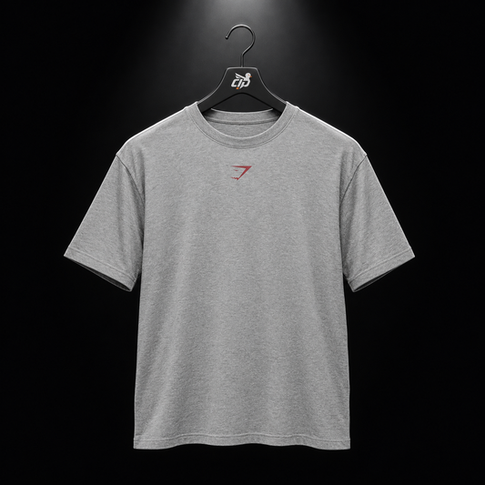 Gymshark Power T-Shirt Charcoal Core Marl/Sets Red, vista frontal — Crazy!Duck Hype