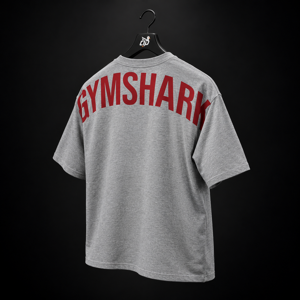 Gymshark Power T-Shirt Charcoal Core Marl/Sets Red, vista trasera — Crazy!Duck Hype