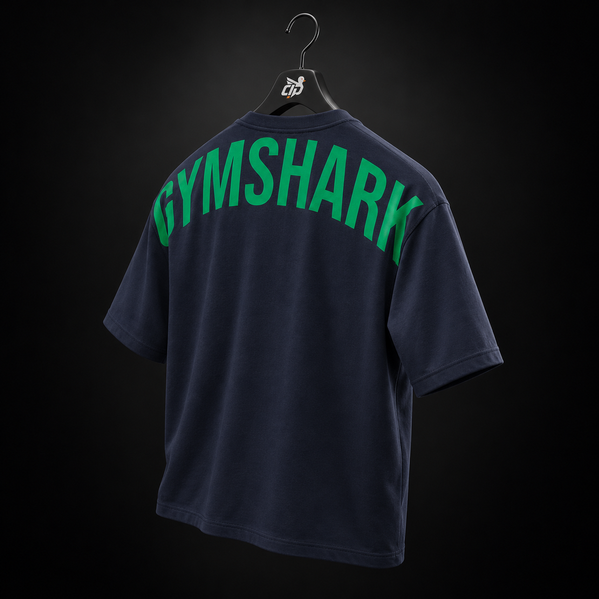 Gymshark Power T-Shirt Heavy Blue/Track Green, vista trasera — Crazy!Duck Hype