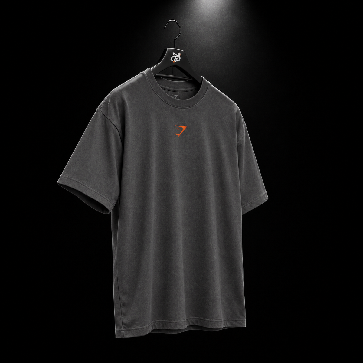 Gymshark Power T-Shirt Onyx Grey/Bold Orange, vista completa — Crazy!Duck Hype