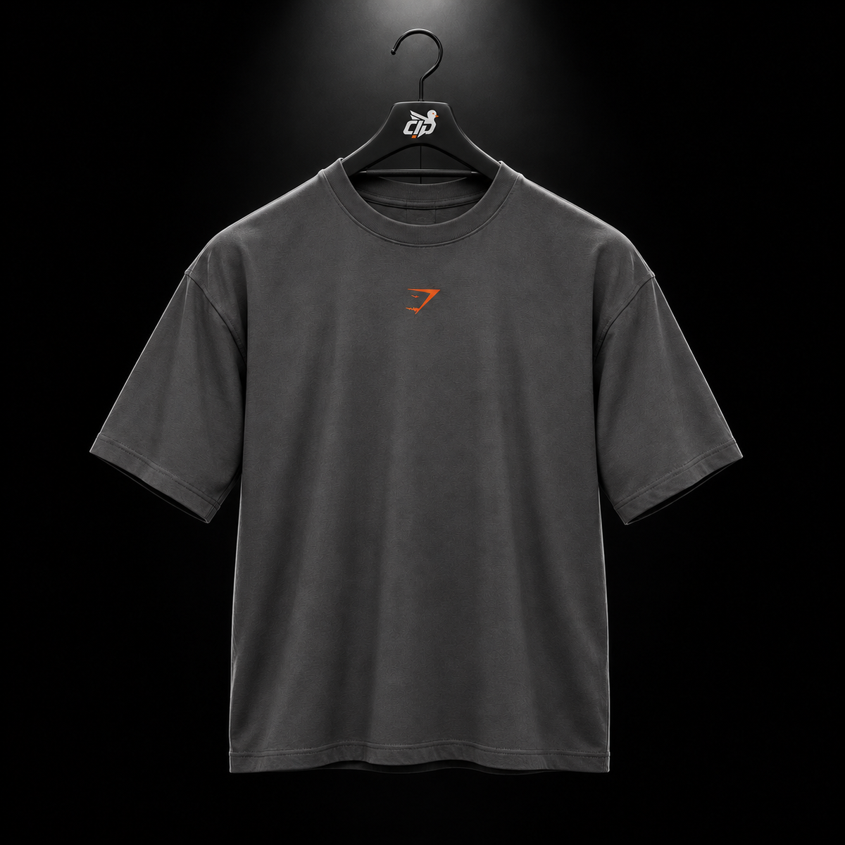 Gymshark Power T-Shirt Onyx Grey/Bold Orange, vista frontal — Crazy!Duck Hype