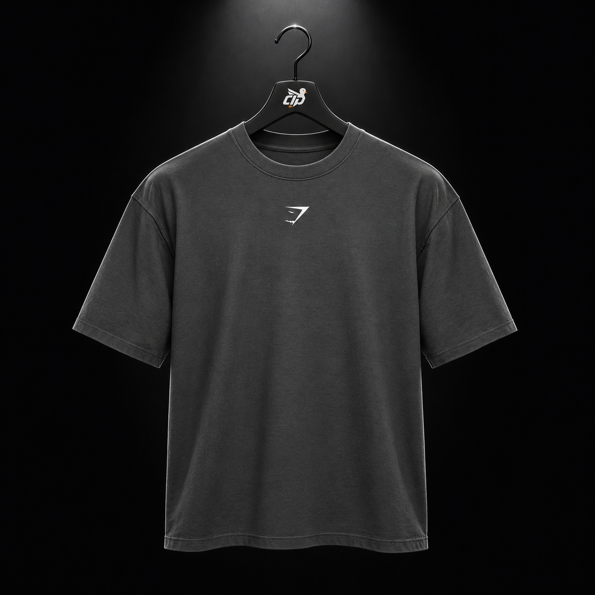 Gymshark Power T-Shirt Onyx Grey/Sprint Green, vista frontal — Crazy!Duck Hype