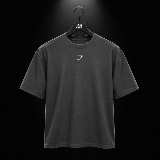Gymshark Power T-Shirt Onyx Grey/Sprint Green, vista frontal — Crazy!Duck Hype