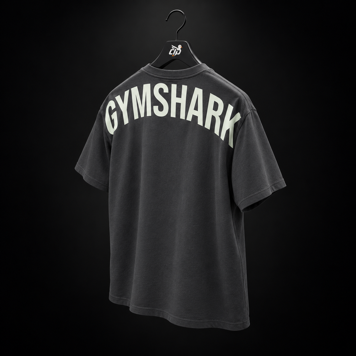 Gymshark Power T-Shirt Onyx Grey/Sprint Green, vista trasera — Crazy!Duck Hype