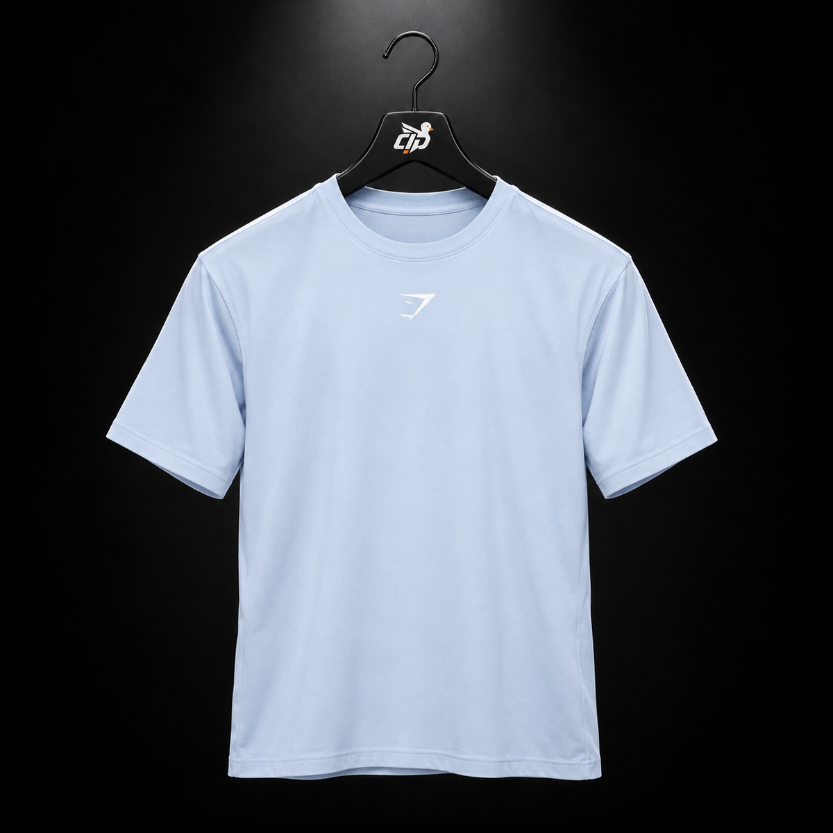 Gymshark Power T-Shirt Tranquil Blue, vista frontal — Crazy!Duck Hype