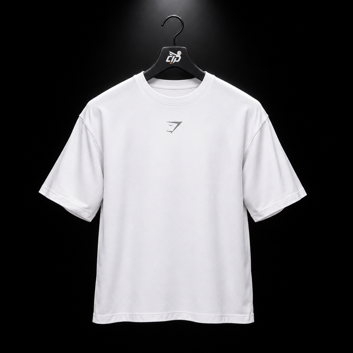 Gymshark Power T-Shirt White, vista frontal — Crazy!Duck Hype