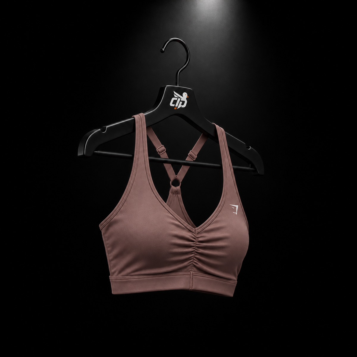 Gymshark Ruched Sports Bra Espresso Brown, vista completa — Crazy!Duck Hype