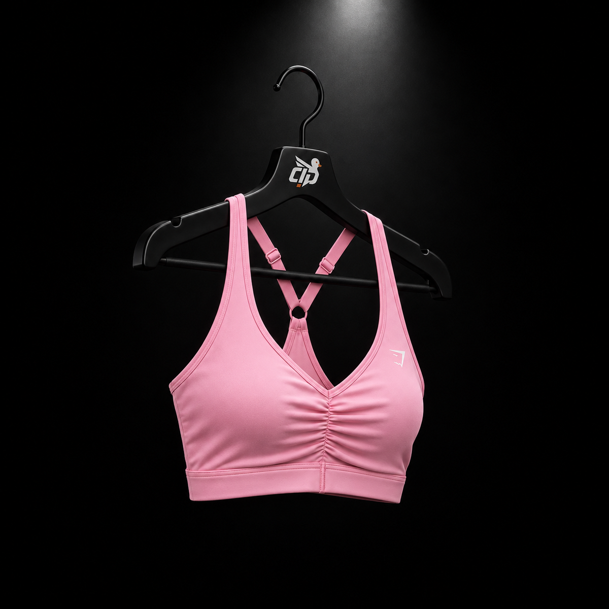 Gymshark Ruched Sports Bra Poise Pink, vista completa — Crazy!Duck Hype