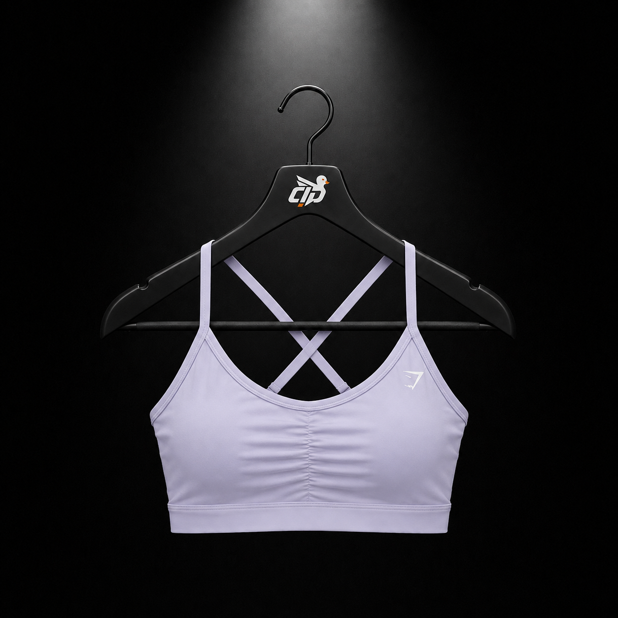 Gymshark Ruched Sports Bra Warm Lilac, vista frontal — Crazy!Duck Hype