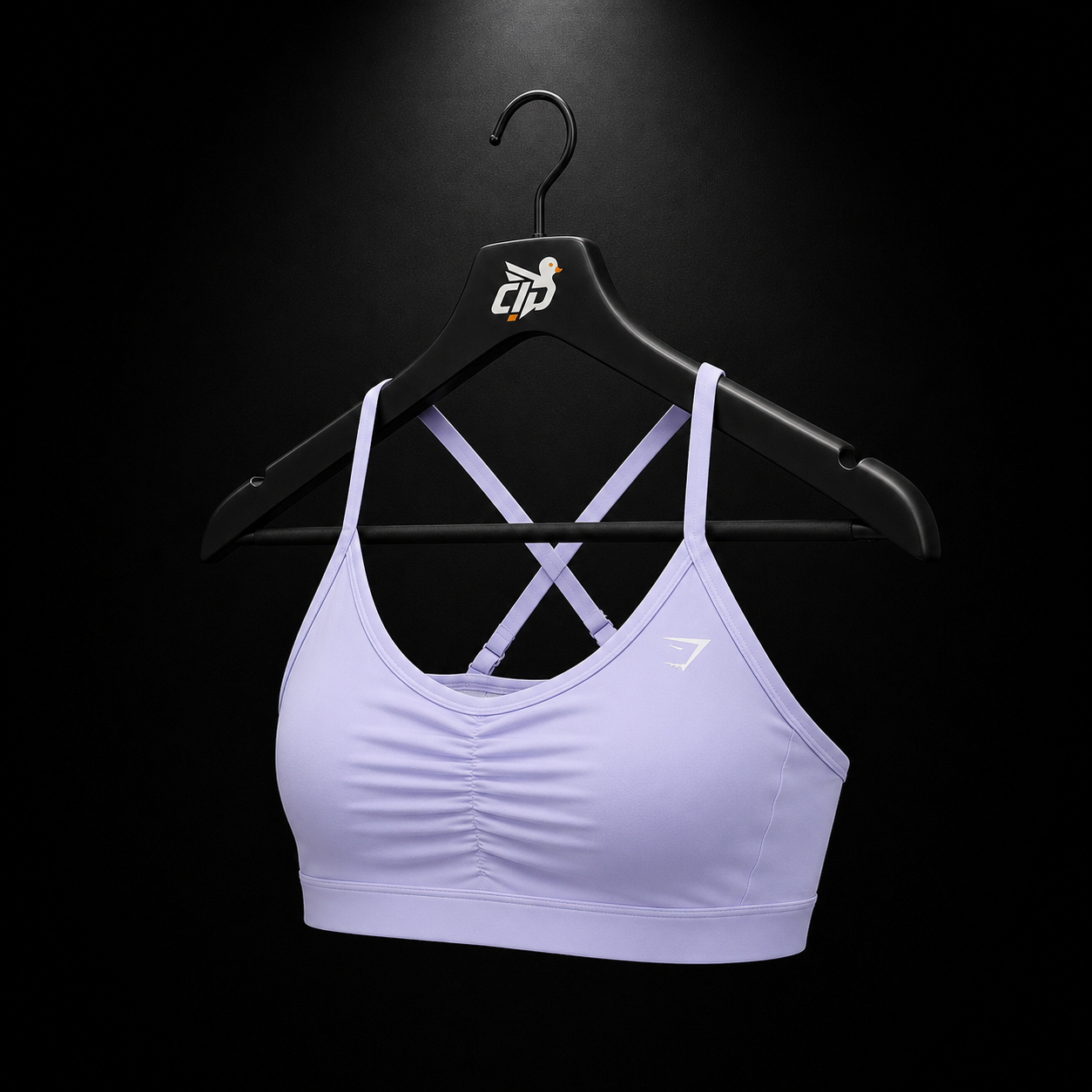 Gymshark Ruched Sports Bra Warm Lilac, vista trasera — Crazy!Duck Hype