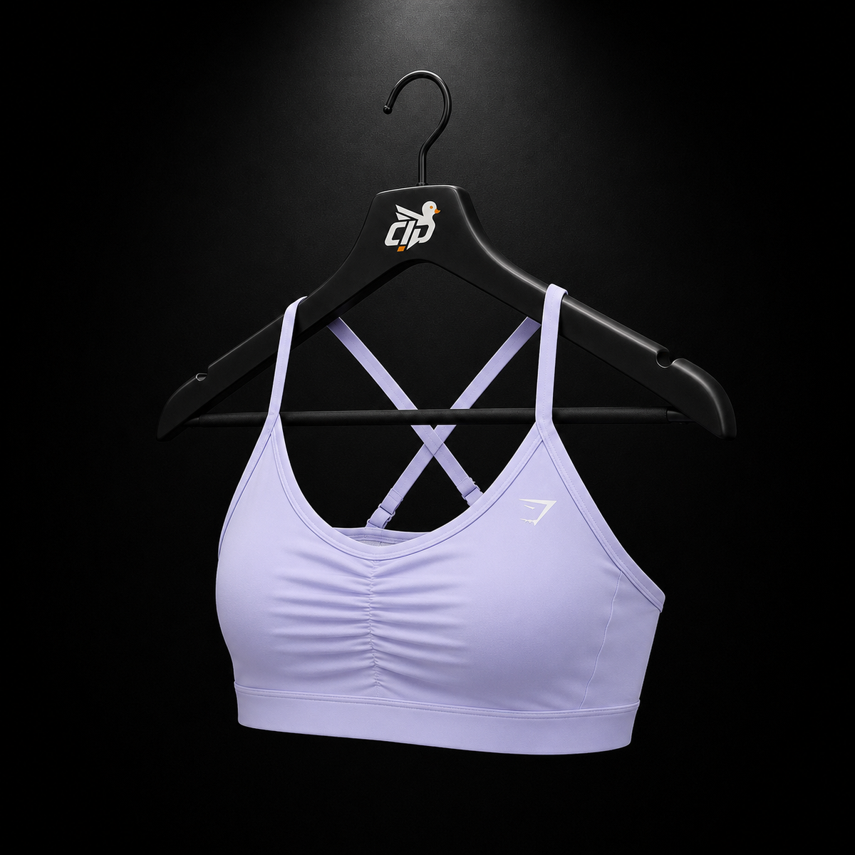 Gymshark Ruched Sports Bra Warm Lilac, vista trasera — Crazy!Duck Hype
