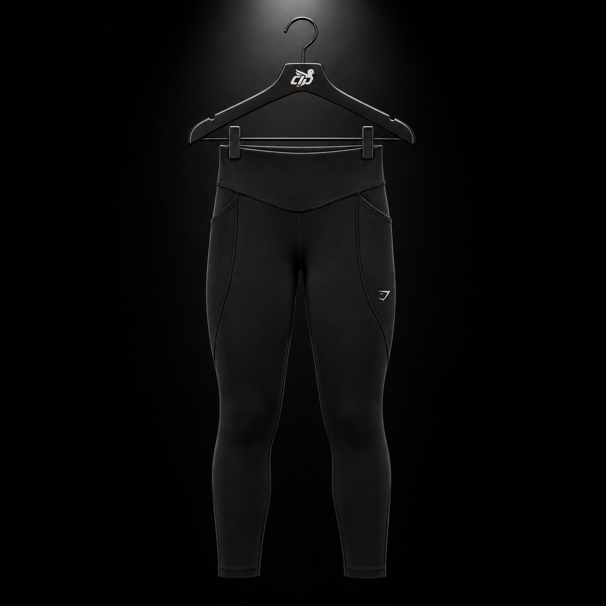 Gymshark Running Pocket Leggings Black, vista frontal — Crazy!Duck Hype