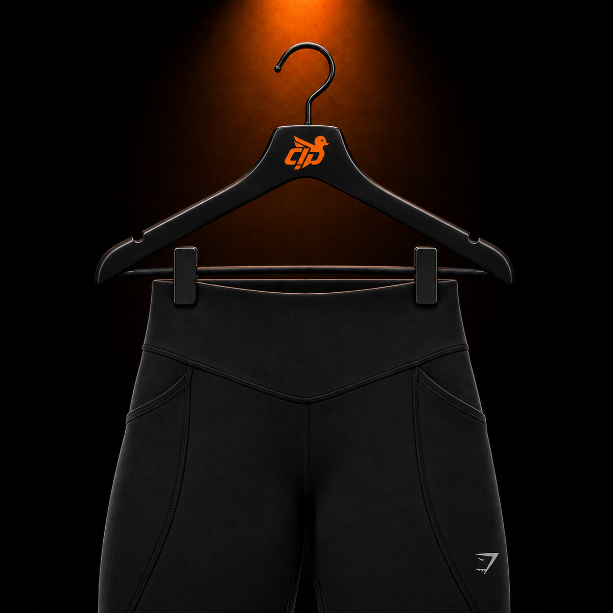 Gymshark Running Pocket Leggings Black con presentación de producto — Crazy!Duck Hype
